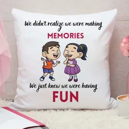 THE QUIRKY HOME White & Red We Didn't Realize We Were Memories-Printed Pre-Filled Cushion-image-24