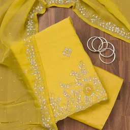 Koskii Floral Embellished Sequinned Unstitched Dress Material-picture-37