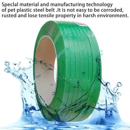 GENERIC 19 mm Width, 1 mm Thickness Green Plain Pet Strap Roll, (Roll of 20 Kg) image 2