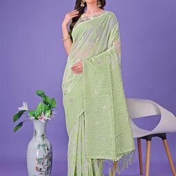 DIVASTRI Woven Design Zari Linen Blend Saree-picture-18