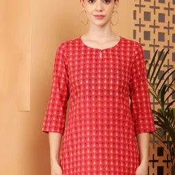 Akshatani Ethnic Motifs Printed Pure Cotton Kurti-image-21