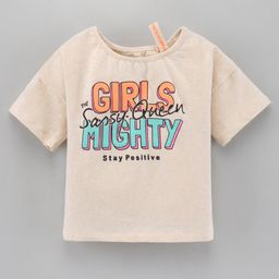 Vitamins Half Sleeves Top Text Print- Beige-image-9