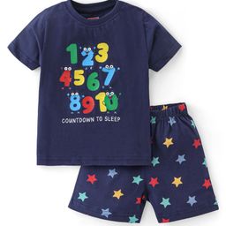 Babyhug Cotton Knit Half Sleeves Night Suit Number Print - Blue-image-26