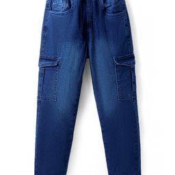 Pine Kids Denim Full Length Jeans With Stretch & Text Print - Blue - Mid Blue-picture-34
