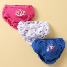 Bodycare Cotton Knit  Bloomers Peppa Pig Print Pack of 3- Pink White & Blue-image-22