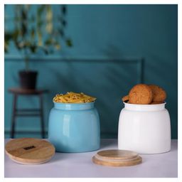 HAZEL Storage Container for Kitchen Air Tight Container for Storage with Lid, Set of 2, White & Blue, 750 ml-picture-17