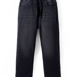 Pine Kids Denim Woven Washed Full Length Solid Colour Jeans - Black-picture-13
