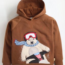 Cherry Crumble By Nitt Hyman Full Sleeves Bear Embroidered Hoodie - Brown-picture-43