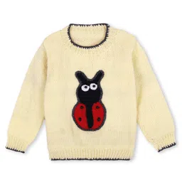 Windrop Solutions Wool Full Sleeves Ladybug Embroidered Crochet Sweater - Beige-picture-35