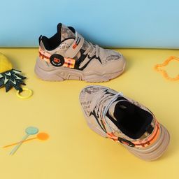 TRUFFLE COLLECTION Colour Blocked & Typography Designed With Velcro Closure Shoes - Khaki-image-38