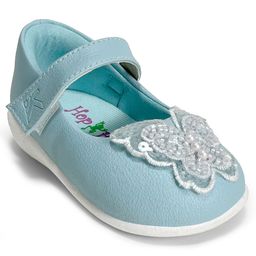 Hopits Beads Embellished Butterfly Designed Mary Jane Ballerinas - Sky Blue-image-2