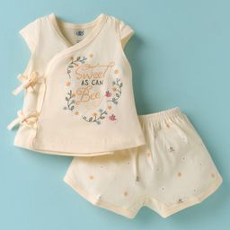 Zero Sinker Knit Sleeveless Shorts Night Suit With Sweet as Can Be Text Print - Offwhite-image-34