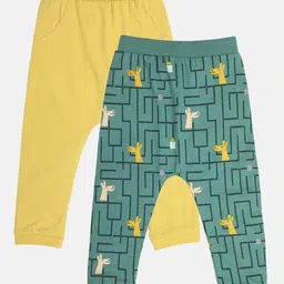 MINI KLUB Cotton Pack Of 2 Patch Detailed & Giraffe Printed Pajamas - Green & Yellow-picture-23
