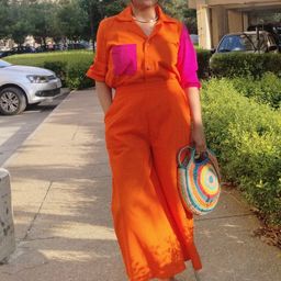 Pink Potli Women Colourblocked Linen Co-Ords-picture-21