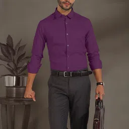 Moda Rapido Men Solid Long Sleeves Cotton Formal Shirt-picture-41