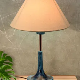 Homesake Beige Metal Industrial Frusturical Shaped Table Lamp-38