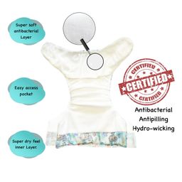 Dumbledo Cloth Diaper Unisex Leak Proof Eco-Friendly Reusable Adjustable Free Size Quick Dry With Insert Pack of 1 - Blue image 2