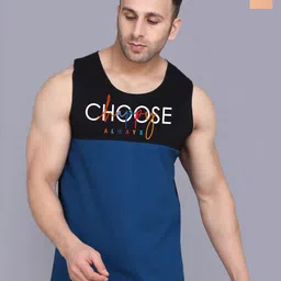 SLOWLORIS Pack Of 2 Printed Scoop Neck Sleeveless Cotton Gym Vests-picture-11