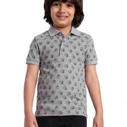Arvind Garments Boys Grey Printed Polo Collar T-shirt-image-38