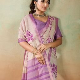 PBS PRINTS Floral Print Maheshwari Saree with Zari Border-image-55
