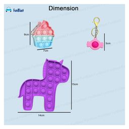Bunie 3 in 1 Unicorn Pop Fidget Toy for Kids with Keychains - Random color image 3