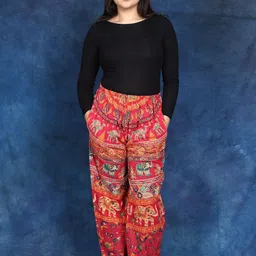 Exotic India Women Animal Printed Trousers-image-34