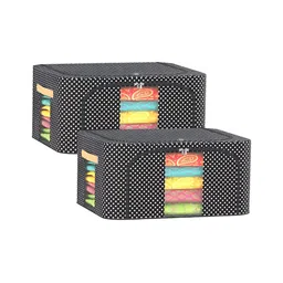 Aura Black & White 2 Pieces Printed Cloth Storage Box-12