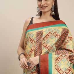 RACHNA Beige & Red Ethnic Motifs Saree-picture-11