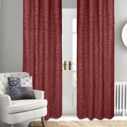 Saral Home Easy Living Maroon Polyester Tic Tac Chenille Yarn Blackout Door Curtains - Set of 2-5