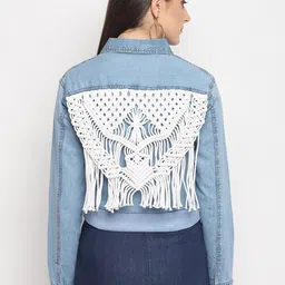 OTORVA Women Blue Self Design Windcheater Denim Jacket-picture-10
