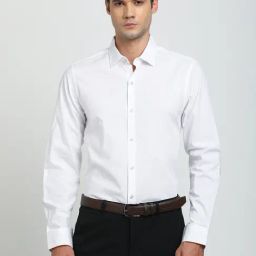 Turtle White Cotton Slim Fit Jacquard Formal Shirt-picture-33