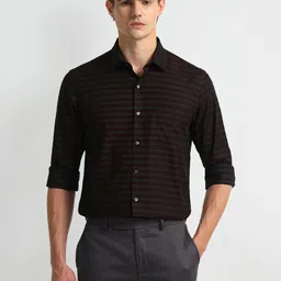 Arrow Men Modern Spread Collar Horizontal Striped Cotton Slim Fit Formal Shirt-picture-19
