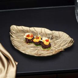Troveas Gold Aluminium Sereneleaf Platter-22