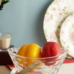 Incrizma Transparent Glass Fruit Bowl with Handle (800 ml) - Set of 1-image-3