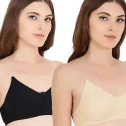 Floret Multicolor Non Wired Non Padded T-Shirt Bra (Pack Of 2)-image-1