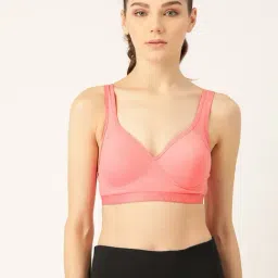 Lady Lyka Peach Non Wired Padded Sports Bra-picture-8