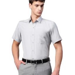 English Navy Light Grey Short Sleeves Shirt-image-74