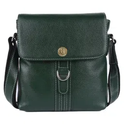HiLEDER 100% Pure Genuine Leather Messenger Shoulder Handbag 7 inches Sling Cross Body Travel Office Tablet Flap D-Loop Compartment Bag for Men and Women, Green-picture-5
