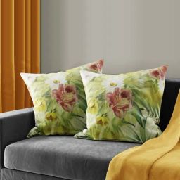 Bianca Ruyal Yellow & Green Microfibre Medium Cushion Cover - Set of 2-34