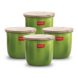HAZEL Green Galvanised Iron Tea Coffee Sugar Containers - Set of 4 (1.05L)-image-48