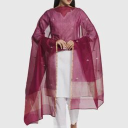 Fabindia Purple Embroidered Dupatta-image-47
