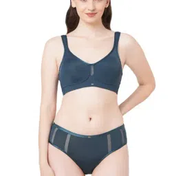 SOIE Women's Full Coverage Minimiser Non-Padded Non-Wired Bra with High Waist Matching Panty-9