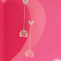 Mia by Tanishq Dazzling Heart 14k Rose & White Gold Diamond Drop Earrings for Women-image-2