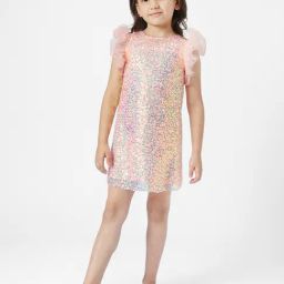 Nauti Nati Kids Peach Embellished Dress-image-27