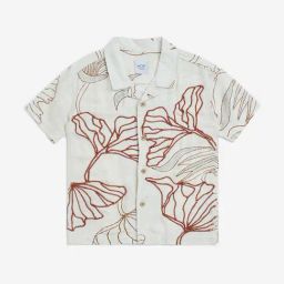 HOP Kids by Westside Beige Botanical Design Cotton Shirt-image-55