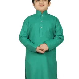 SG Yuvraj Kids Green Solid Kurta-image-20