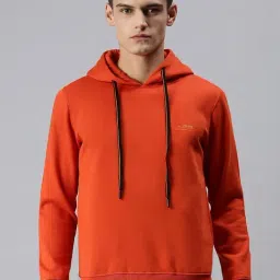 SHOWOFF Orange Cotton Slim Fit Hooded SweatShirt-picture-18