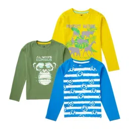 Cub McPaws Kids Multicolor Cotton Printed Full Sleeves T-Shirt (Pack of 3)-image-56