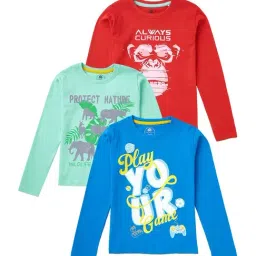 Cub McPaws Kids Multicolor Cotton Printed Full Sleeves T-Shirt (Pack of 3)-image-20