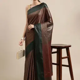 Blissta Red Silk Woven Saree With Unstitched Blouse-image-25